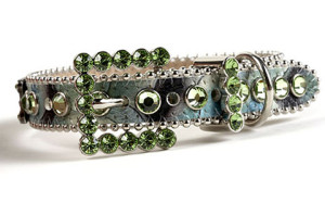 green crystal dog collar on Bark and Swagger