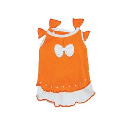 Sweet Bow Tiered Orange Dress