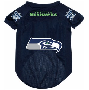 Seattle Seahawks dog jersey on Bark and Swagger