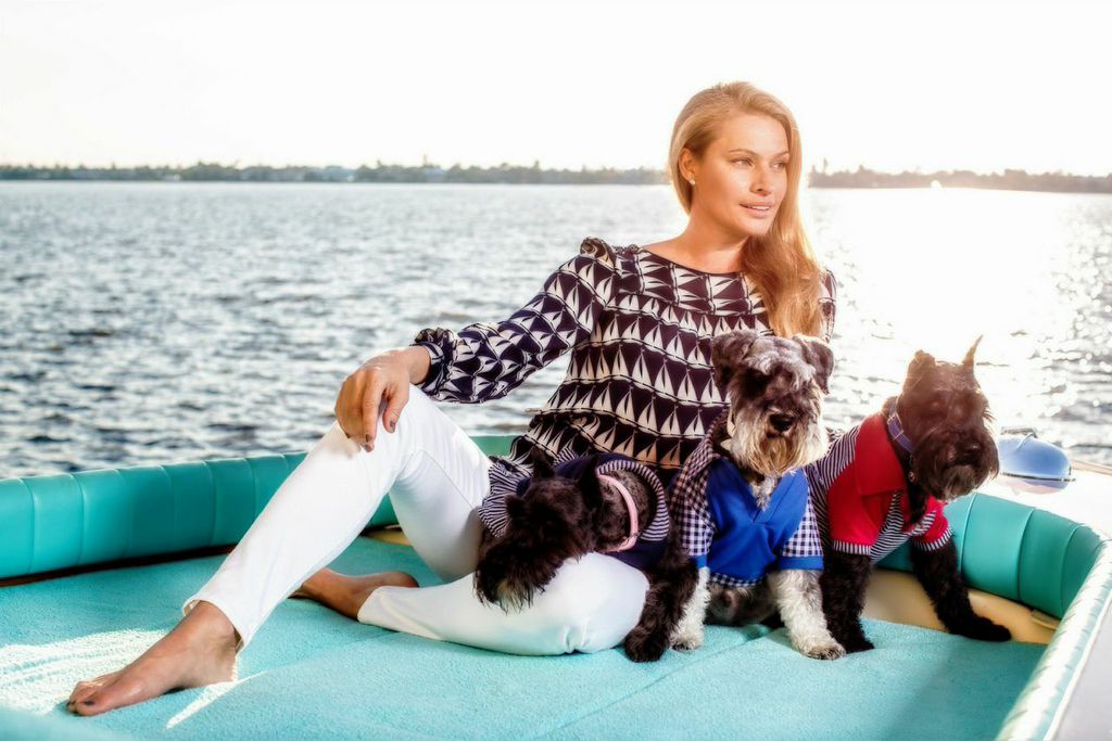 Australian former supermodel, Kristy Hinze Clark and her dog apparel brand, Legitimutt on www. BarkandSwagger.com