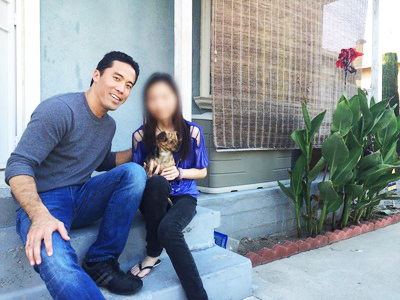 Marc Ching is saving dogs from the meat trade. Here with Victim Adopt Program survivors.