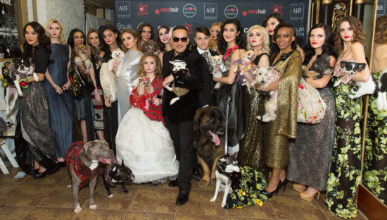 The New York Fashion Week show fit for the dogs. A group shot after Anthony Rubio's show. 