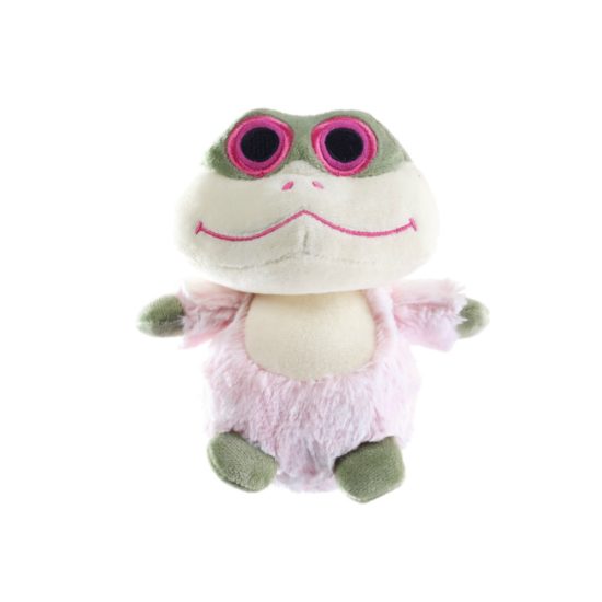 Plush dog toy. This is a soft frog made for small dogs. 