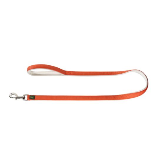 Designer dog collars and leashes. This is a tangerine orange neoprene leash. 